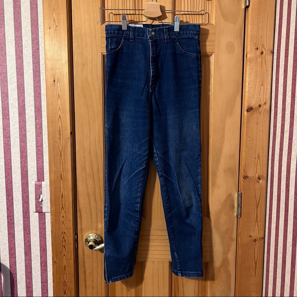 high waisted navy blue mom jeans